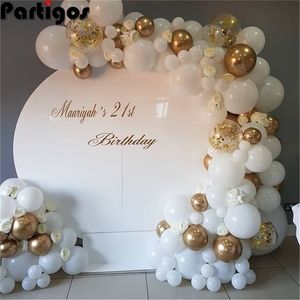 98 pezzi Palloncini bianchi Kit arco ghirlanda Coriandoli Palloncino in lattice pastello oro metallizzato Baby Shower Compleanno Festa di laurea Decor 220329