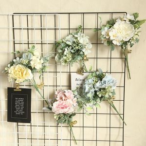 Dekoracyjne kwiaty wieńce 6 colors Silk Camellia J Aponica Dahlia Rose Artificial Flower Buquet DIY Bridal Wedding Dekoracja domowa impreza domowa