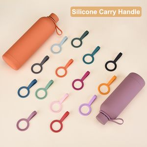 Silicone carry handle Carrier Strap Holder Handle for Water Bottle Silicone Bottle Holder with Safety Ring Carabiner for Hiking Camping Walking