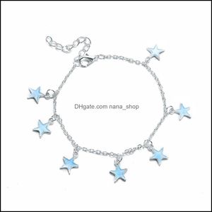 Anklets Jewelry Blue Color Star Party Womens Fashion Female Metal Simple Ladies Gifts Drop Delivery 2021 Wtz1A