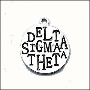 Charms Jewelry Findings Components Vintage Delta Sigma Theta Sorority Engraved Greek Letters Pendant Charm Drop Delivery 2021 1Awth