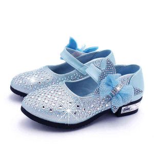 Bekamille Girls Shoes Summer Baby Child Shoes Glitter Rhinestone Single Sandals Cute Fashion Bowknot Party Dancing Shoes G220418