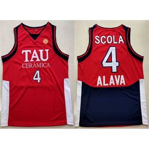 NC01 Luis Scola #4 Tau Ceramica 레트로 농구 유니폼 남성 스티치 사용자 정의 번호 이름