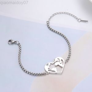 Skyrim Stainless Steel Hollow Heart World World Map Charm Bracelets for Women Friends Jewelry BoxネックレスブレスレットパーティーウェディングギフトL220808
