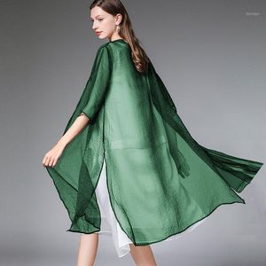 Damen-Trenchmäntel, Chiffon, offener Stich, Übergröße, 2022, Damen, weiß, einfarbig, halbe Ärmel, rot, modisch, Strand, Sommer, Gräben, Stiche, weiblich