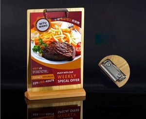 Restaurant Retro wooden Price Tag Display Stand Tabel Sign menu list snap holder rack