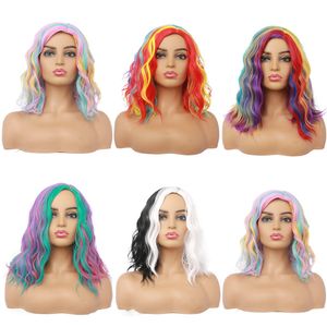 Syntetisk lång peruk utan lugg vattenvågparti färgad peruk för kvinnor slät som riktigt hår