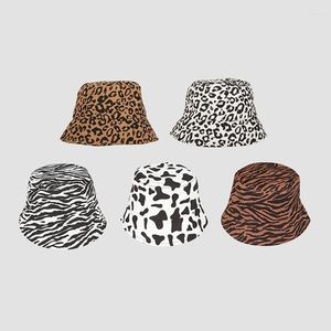 Szerokie brzegowe czapki w stylu kubek czapka czarna biała Zebra Leopard wzór wiosny letnia czapka hip hop Panama Beach Fisherman Sun Gift Scot22