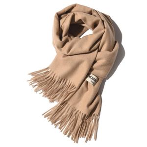 Berets Ladies Cashmere Scarf Pure Color Tassel Shawl Long Warm Men Couple