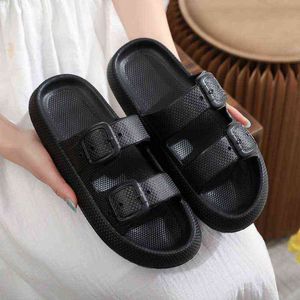 Women Men Slippers Cushioned Cloud Slide Slippers Bathroom Shower Massage Spa Double Buckle Pool Beach Sandals 2022 Woman Shoes G220518