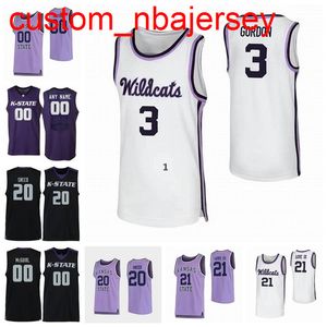 NCAA KansasstateWildcats Джетки Nigel Shadd David Sloan Mike Evans Patrick Muldoon Mawdo Sallah College Баскетбол Майки на заказ Швы