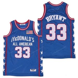 Maglia da basket Nikivip Custom Bryant # 33 All American cucita bianco blu S-4XL Qualsiasi nome e numero di alta qualità