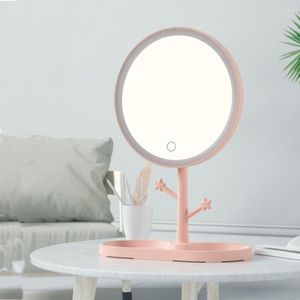 Kompaktowe lusterka Makijażu LED z lekką lampą na pensjonat Pullowe obrotowe próżność okrągłe kształt kosmetyczny do sypialni Kyle22
