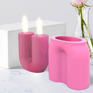 U Shape Scented Candle Mold Food Grad Silicone DIY 3D Aromaterapy Mold Chocolate Cake Decorating Making Tools 220721