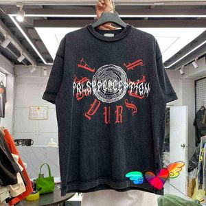 ヴィンテージブラックサークルTシャツの男性女性高品質のグラフィックトップ夏のショート