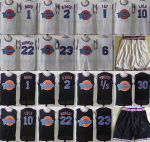 Space Jam Jersey 6 Movie Tune Squad Looney 1 Bugs Daffy Duck Bill Murray Lola Bunny TAZ Tweety Michael Pantaloncini da basket Maglie bianche nere Uniformi sportive