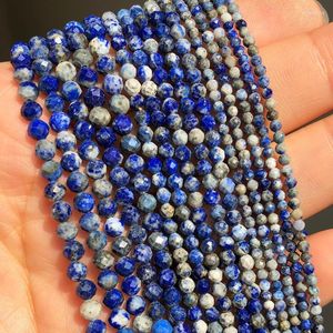 Andra fasetterade lapis lazuli naturstenpärlor pärla för smycken som gör runda löst diy armband halsband 15 tum 2 3 4mm grossist wynn22