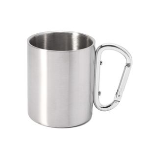 travel Sublimation Stainless Steel mugs Cup 330ml 220ml Printing Blank Mountaineering Buckle Handle mugs Outdoor sports