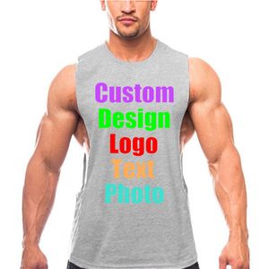 Customized picture summer men s cotton vest casual round neck sleeveless T shirt custom wide shoulder Vest 220621