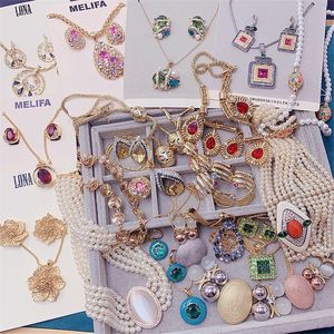 Mode Retro Halskette Ohrringe Ring Set Für Frauen Hohe Qualität Kragen Pullover Kette Anhänger Diamant Schmuck Zubehör