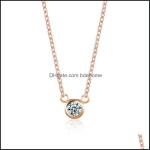 Pendant Necklaces Pendants Jewelry Fashion Simply Small Round Cubic Zirconia Gold/Sier Color Necklace Jewelery For Women Gift Drop Deliver