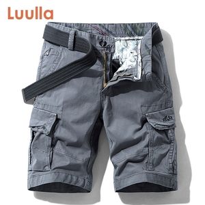 Luulla Uomo Summer Premium Stretch Twill Cotton Cargo Shorts Moda casual Solid Tasche classiche Legwear 38 Plus 220318