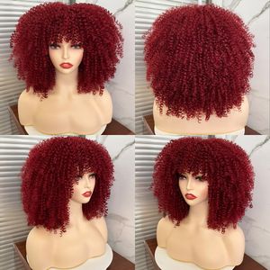 Kort hår afro kinky lockig peruk för svarta kvinnor cosplay blond syntetiska naturliga röda peruker afrikanska ombre glueless hightemperaturfactory dire