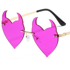 パーソナリティリトルデビルサングラスユニセックスリムレスサングレイズ面白いアイウェアアンチウブスペクトルマスカレード眼鏡