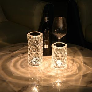 Nocne światła Włochy do ładowania lekka lampa stołowa Diamond Rose Crystal Fancy RGB prezent oświetlenie Noc