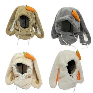Wholesale long balaclava for sale - Group buy Berets Lovely Bib Hat Thermal Hood Carrot Long Ears Plush Lei Feng Balaclavas Coldproof Gift For Women Female Girls G5AE