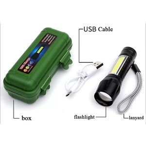 Mini glare led portable small flashlight with side light home zoom flashlight for wholesale