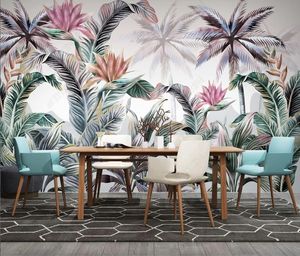 papel de parede decoração de parede personalizada papéis Parede 3D Plantas tropicais pintadas à mão American pastoral retro murais de parede para quarto de estar quarto