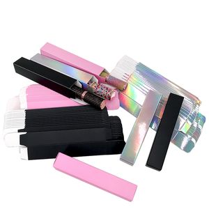 Benutzerdefinierte Logo Lash Mascara Box holographische rosa Glitzer Lipgloss Mascaras Verpackung leere weiche Papierbox