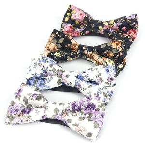 Mode Men's Pu Leather Flower Printed Butterfly Men Vintage Bow slips Kvinnlig slips Bröllop Luxury Adult Party Bowtie