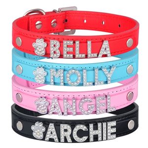 Piccolo Ragazzo Ragazza Carino Verde Rosso Collare di Gatto Cucciolo Piccolo Collare di Cane Personalizzato Regolabile Bling Charms Cani Personalizzati Nome 220610