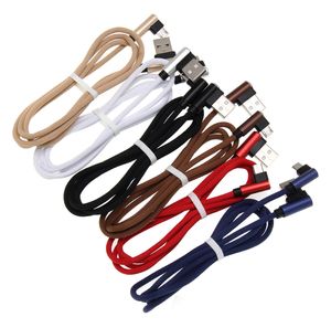 90 Degree Nylon Micro USB Data Cables 1m 2m 3m 25cm Fast Charge Type C For Xiaomi Redmi Oneplus Samsung USB-C Wire