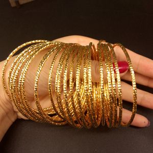 10 Pieces Wholesale Womens Bangle Thin Bracelet 18k Yellow Gold Filled Classic Thin Unopenable Jewelry Gift Dia 65mm,2mm Wide