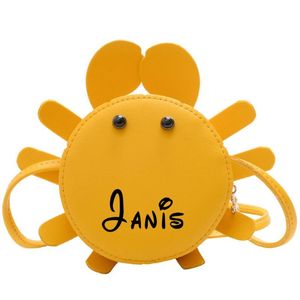 School Bags Custom Name Children Shoulder Bag Cute Girl's Funny Crab Shape Solid Color Lady Faux Leather Crossbody Women's