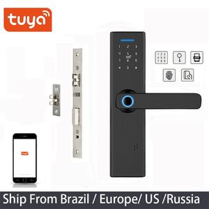 TUYA APP FINGERPRINT WiFi Door Lock Fjärr Biometriskt Smart Lock -lösenord Keyless Door LockFechadura Digital Door Lock 201013