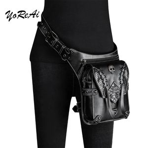 Vintage steampunk moto saco a vapor punk retro rock gótico mochila bolsa de ombro bolsas de cintura pacote vitoriano homens cair saco de pernas 201118