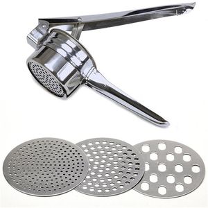 Stainless Steel Potato Ricer with 3 Interchangeable Fineness Discs Fruit Vegetable Tools Press Crusher kitchen tools 210318