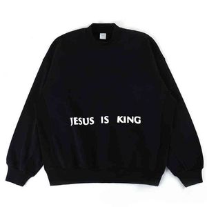 Jesus Is King Hoodie Hip Hop Loose Men And Women In Lining Plus Velvet Loose Fleece Hoodie T220721