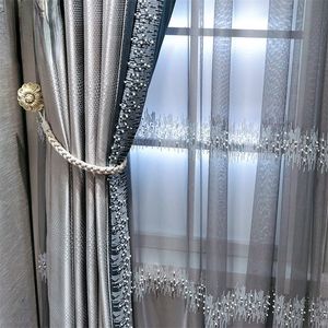 Cortinas De Prata Azul venda por atacado-Cortinas para a sala de jantar de vida quarto janela personalizada Curta de luxo de luxo cor de cor azul modelo de alta qualidade