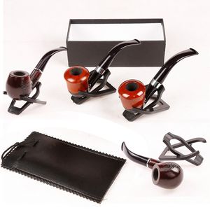 Retro Unique Glass Pipe With Gift Box Hitter Heady Smoking Hand Pipe Solid Wood Oil Dab Burner Pipes Two Styles Smoking Pipes