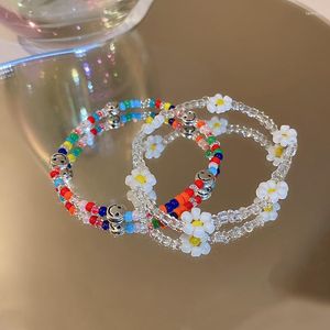 Beaded Strands 2022 Arrival Beads Handmade Bracelet Flower Colorful Smile Elasticity BOHO Style Korean Design High Quality Fawn22