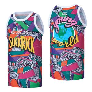 Män film basket slick rick jersey ung värld hip hop uniform college för sport fans gymnasium universitet andas broderi team camo bra kvalitet