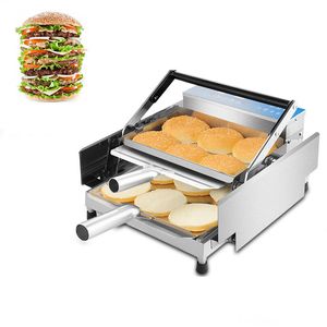 Electric Bake Burger Making Machine Commercial Double Layer Batch Bun Toaster Heater Rostad brödmaskin