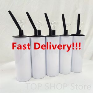 22 onças de sublimação em branco Tumblers gordurosos com tampa de fumantes Sub Canecas em branco Aço inoxidável de aço direto Copo de café isolado garrafa de água entrega rápida !!!