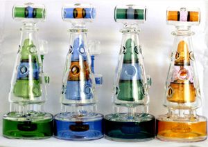 Glass Bong Hookah Recycler Dabrig Rökning Oil Rig Hollow Out Design Water Pipe Fabeg Glass Bubbler med 14,4 mm Joint