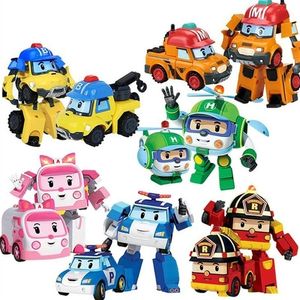 Acion Figure 6 Styles Robocar Korea Robot Car Toys Fire Truck Manual Deformation Kid Boys Gift For Children 220707